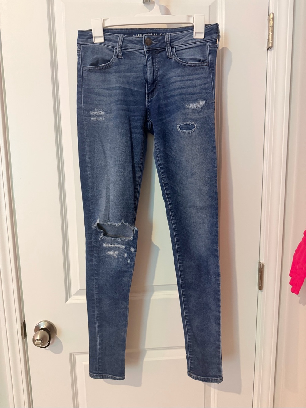 American Eagle Outfitters Blue Distressed Skinny Jeans